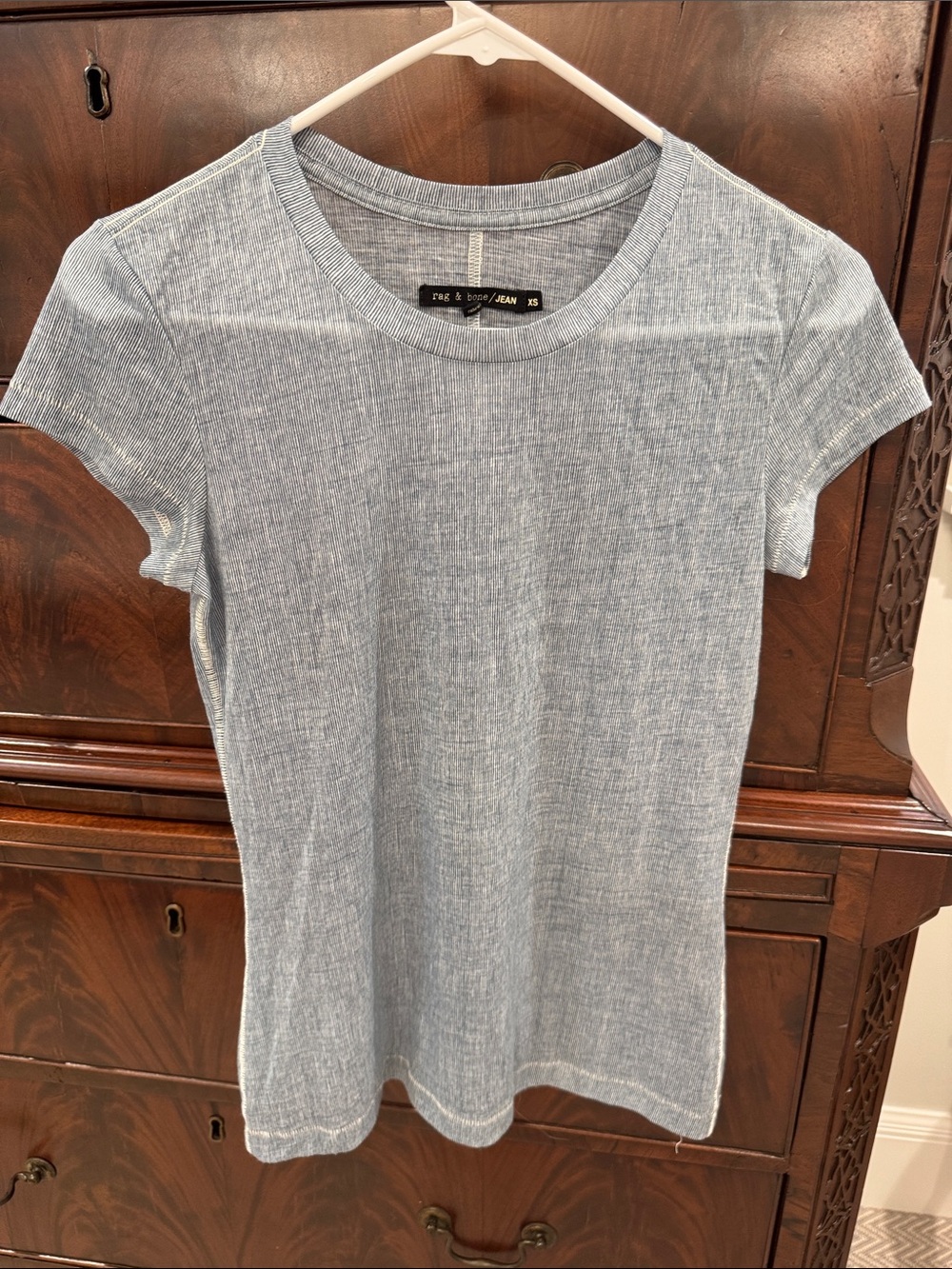 rag & bone Striped Lightweight Crewneck Tee Blue XS